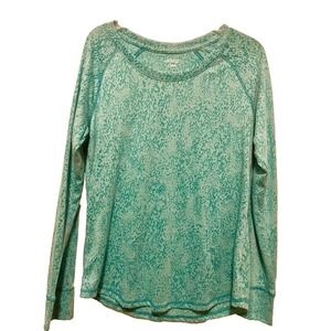 BCG Women's Activewear Long Sleeve Patterned Top Teal Large Breathable